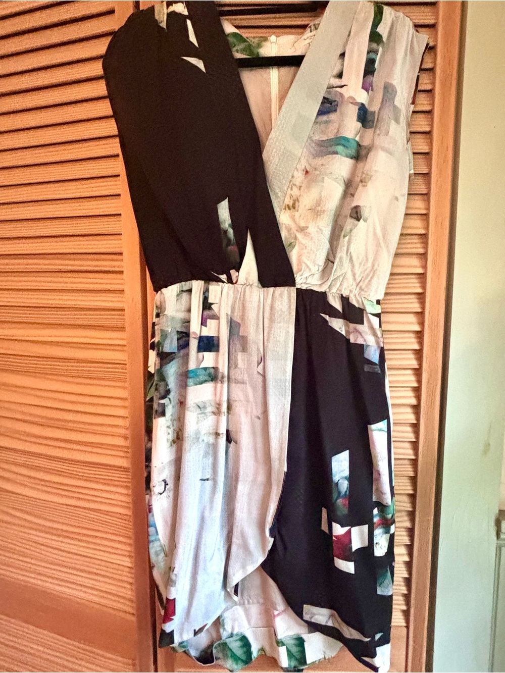 Elegant Modern Paul Smith Black and White Linen Blend Dress with Floral Accents